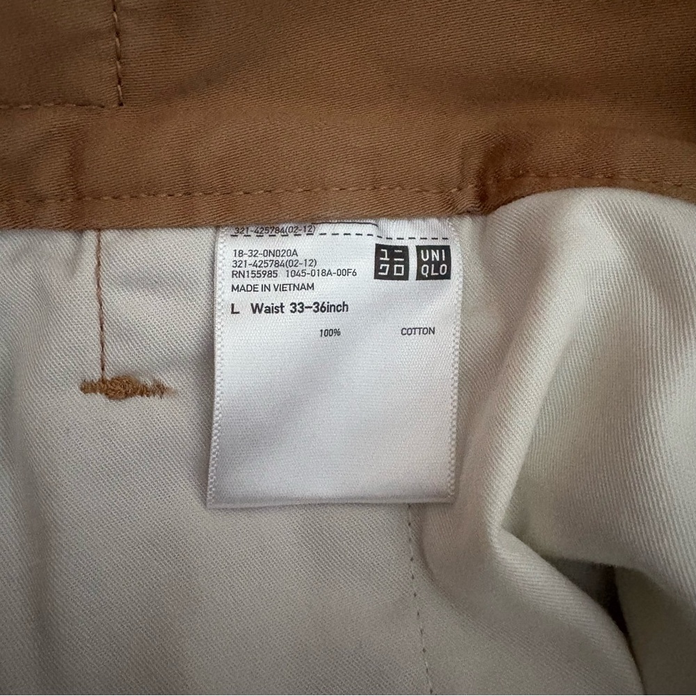 UNIQLO U sz L 33-36 inch Khaki Brown Pleated Cotton Shorts Zip Fly - Picture 13 of 15